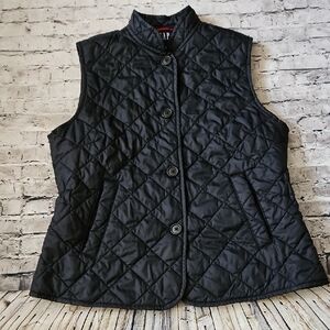 GAP Black Quilted Button-Front Vest M